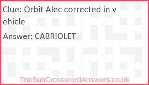 Orbit Alec corrected in vehicle Answer