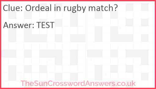 Ordeal in rugby match? Answer