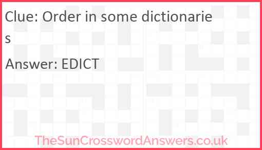 Order in some dictionaries Answer