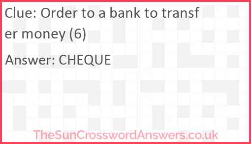 Order to a bank to transfer money (6) Answer