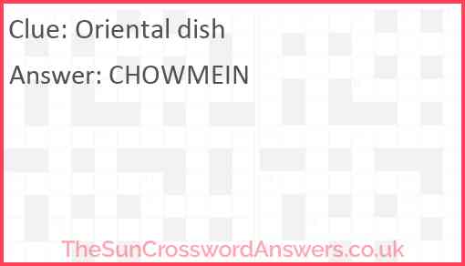 Oriental dish Answer