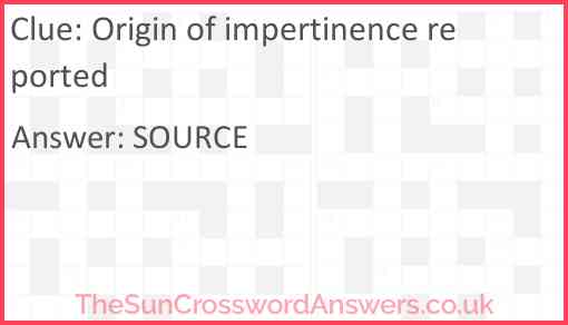 Origin of impertinence reported Answer