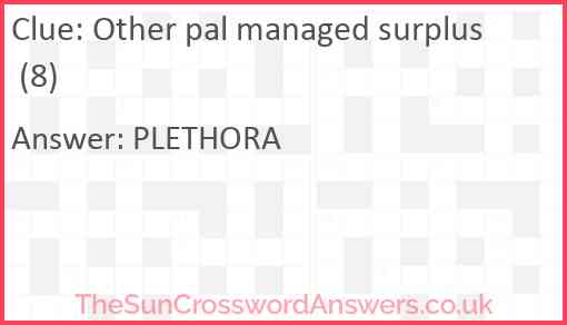 Other pal managed surplus (8) Answer
