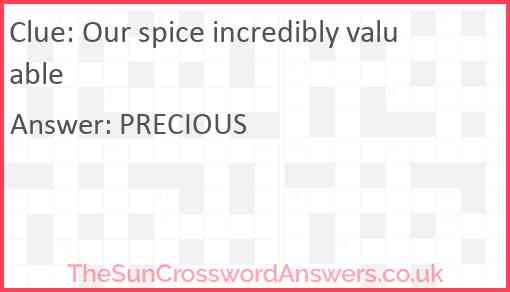 Our spice incredibly valuable Answer