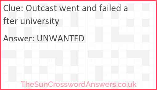 Outcast went and failed after university Answer