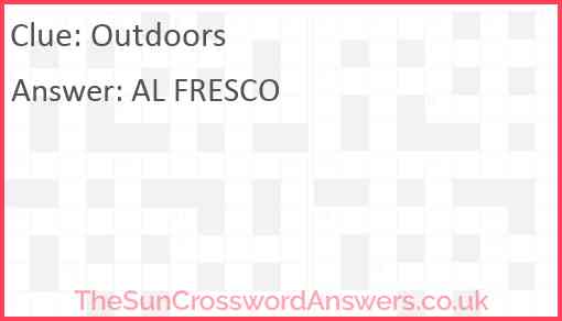 Outdoors crossword clue TheSunCrosswordAnswers co uk