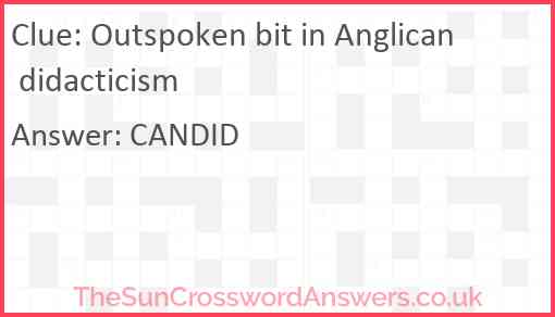 Outspoken bit in Anglican didacticism Answer