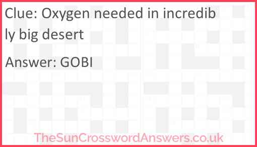 Oxygen needed in incredibly big desert Answer
