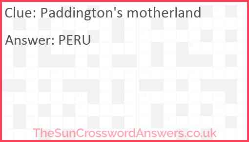 Paddington's motherland Answer