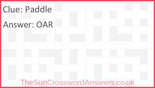 Paddle crossword clue TheSunCrosswordAnswers co uk