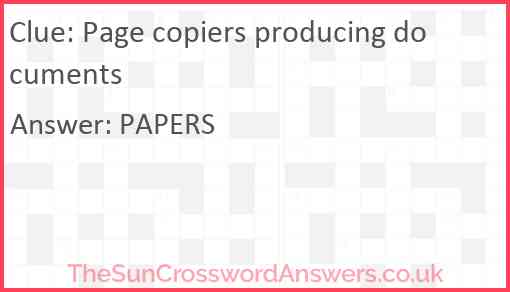 Page copiers producing documents Answer
