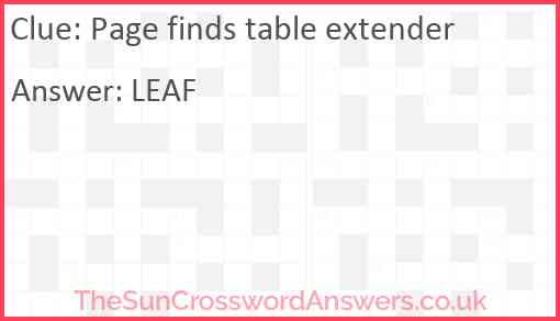 Page finds table extender Answer