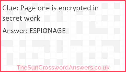 Page one is encrypted in secret work Answer