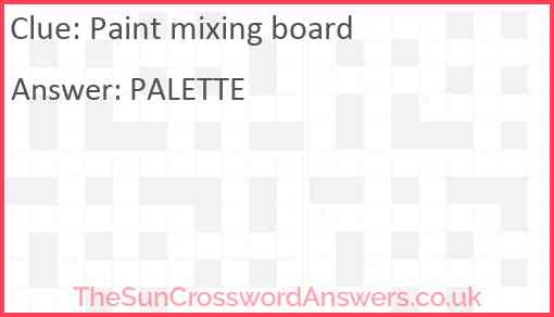 Paint mixing board Answer