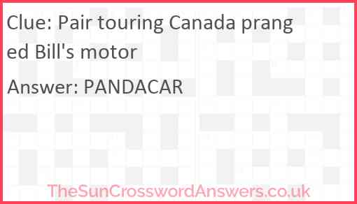 Pair touring Canada pranged Bill's motor Answer