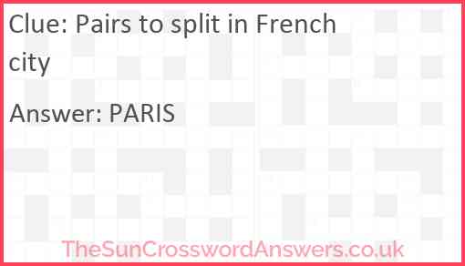 Pairs to split in French city Answer