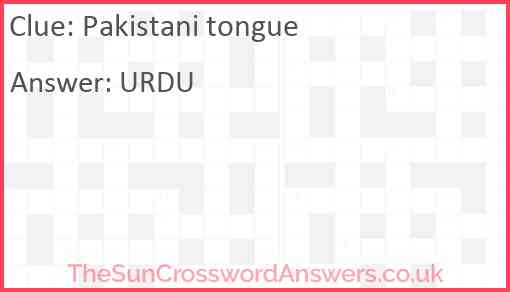 Pakistani tongue Answer