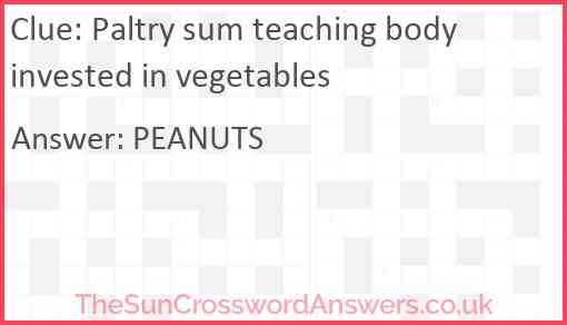 Paltry sum teaching body invested in vegetables Answer