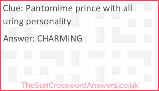 Pantomime prince with alluring personality Answer