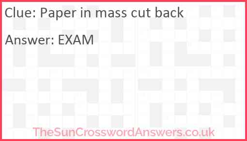 Paper in mass cut back Answer