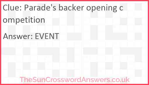 Parade's backer opening competition Answer