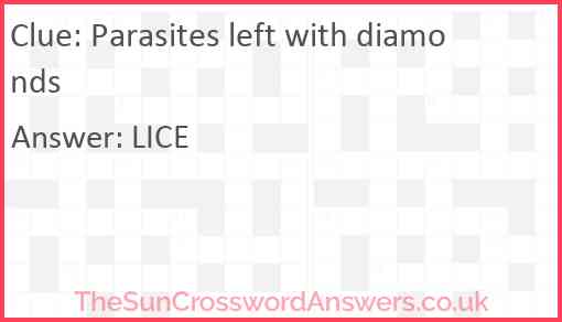 Parasites left with diamonds Answer