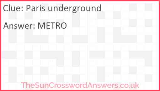 Paris underground Answer