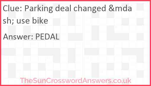 Parking deal changed &mdash; use bike Answer