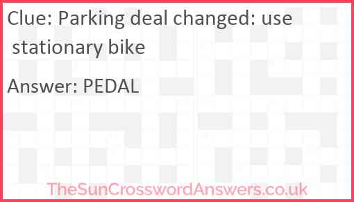 Parking deal changed: use stationary bike Answer