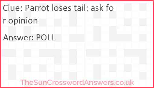 Parrot loses tail: ask for opinion Answer