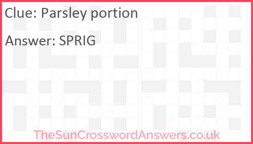 Parsley portion Answer