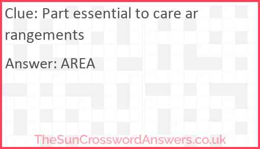 Part essential to care arrangements Answer