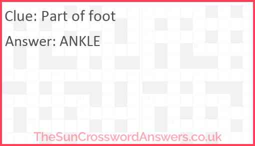 Part of foot Answer
