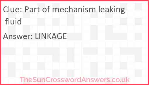 Part of mechanism leaking fluid Answer