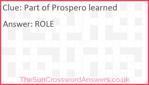 Part of Prospero learned Answer