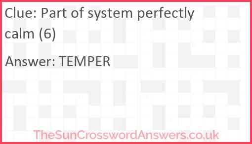 Part of system perfectly calm (6) Answer