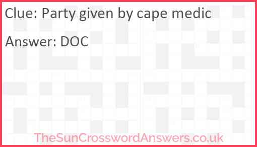 Party given by cape medic Answer