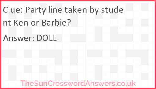 Party line taken by student Ken or Barbie? Answer