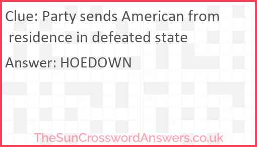 Party sends American from residence in defeated state Answer