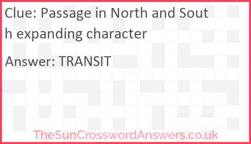 Passage in North and South expanding character Answer