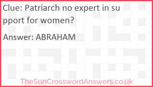 Patriarch no expert in support for women? Answer