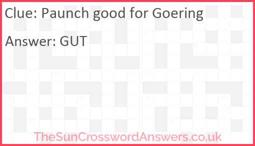 Paunch good for Goering Answer
