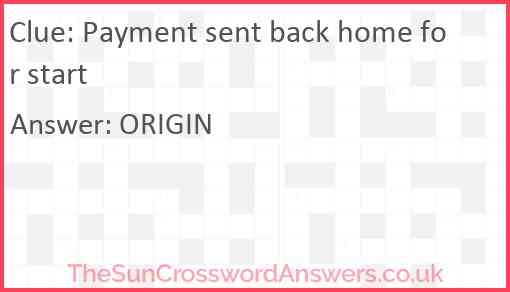 Payment sent back home for start Answer