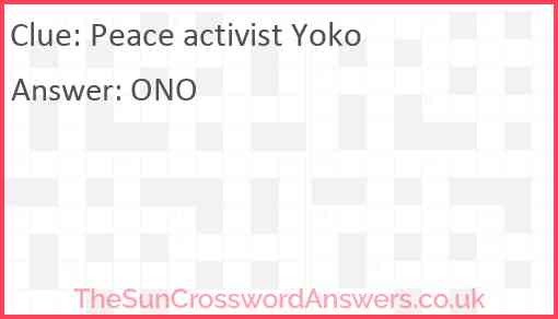 Peace activist Yoko Answer