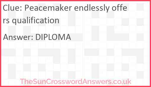 Peacemaker endlessly offers qualification Answer