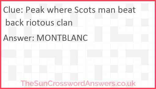 Peak where Scots man beat back riotous clan Answer
