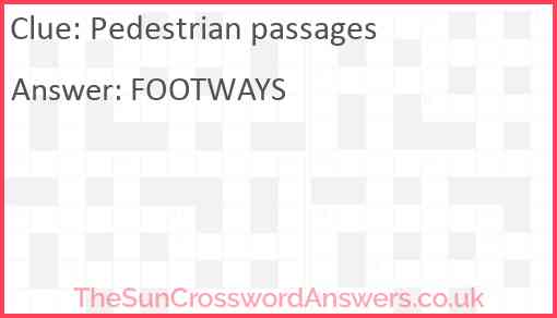 Pedestrian passages Answer