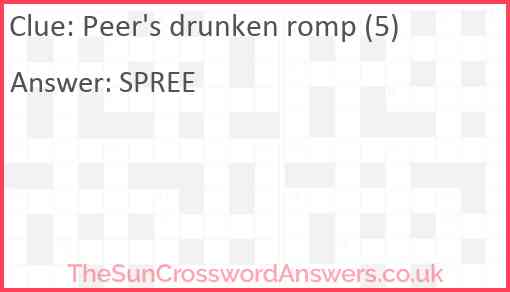 Peer's drunken romp (5) Answer