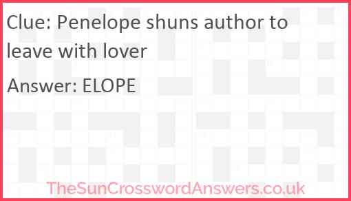 Penelope shuns author to leave with lover Answer