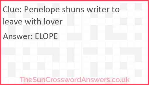 Penelope shuns writer to leave with lover Answer